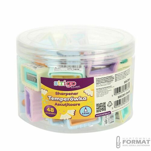Temperówka Strigo z pojemnikiem i otw mix plastik (SSC391) 1
