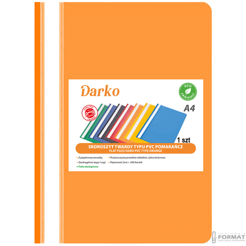 Skoroszyt twardy typu PVC Pomarańczowy A4 DARKO 1