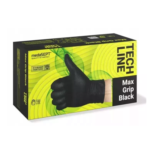 RĘKAWICE NITRYLOWE MAX GRIP czarne 90 szt. roz.XL 1