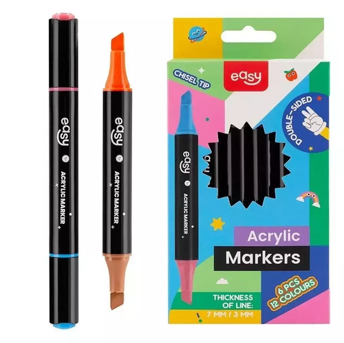 Easy Stationery Dwustronny Marker 12 Kolorów 6szt 1