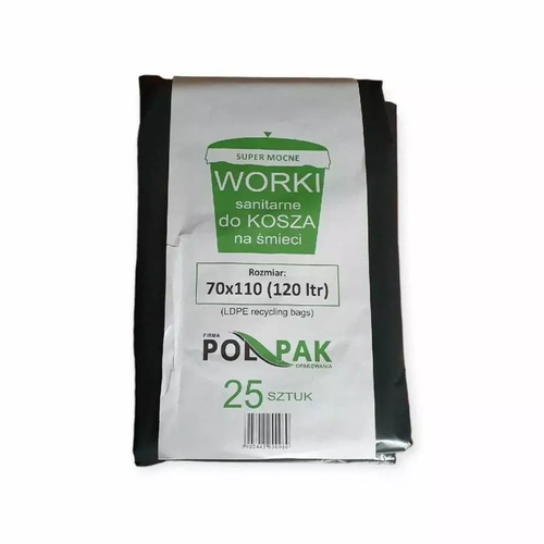 Worki sanitarne 120l czarne super mocne 25 sztuk 1
