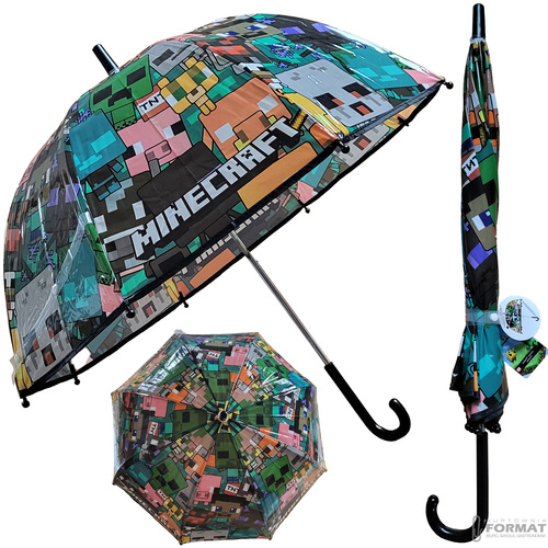 PARASOLKA PRZEZROCZYSTA PARASOL DZIECIĘCY 48 cm MINECRAFT 1