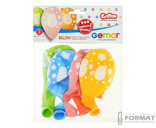 Kolorowe balony z cyfrą 5 1