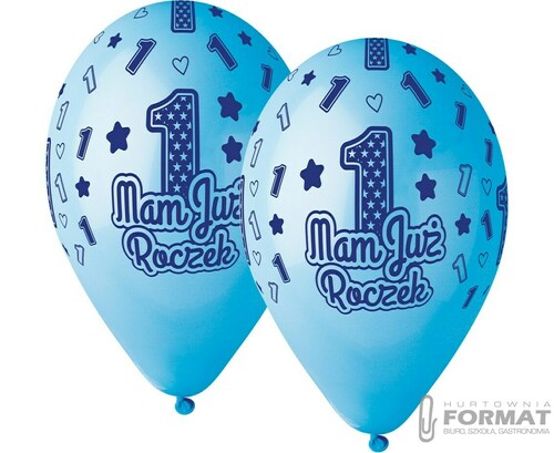 Balony MAM JUŻ ROCZEK, niebieskie, 13cali / 5 szt. 1