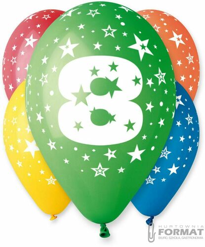 Balony Premium cyfra "8" 12" 5 szt. 1