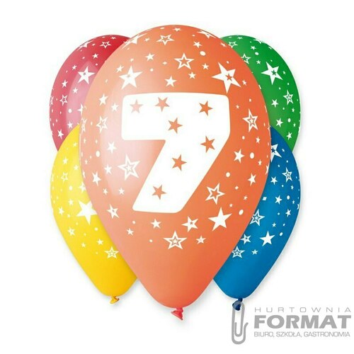 Balony Premium cyfra "7" 12" 5 szt. 1