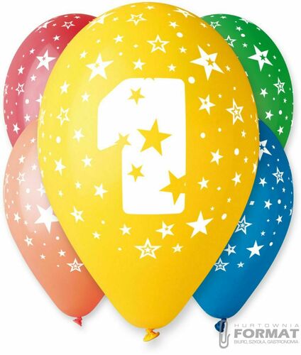 Balony Premium cyfra "1" 12" 5 szt. 1