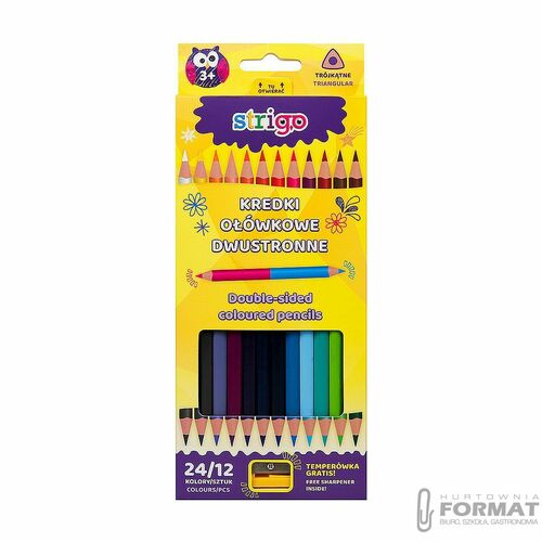 KREDKI OŁÓWKOWE TRÓJKĄTNE DWUKOLOROWE 24 KOL+ TEMP 1