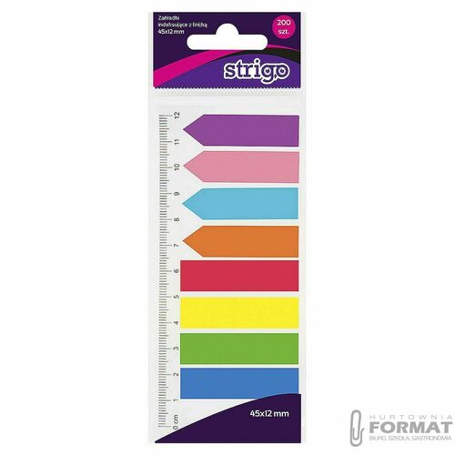 Zakładki indeksujące Neon z linijką 45x12mm STRIGO 1