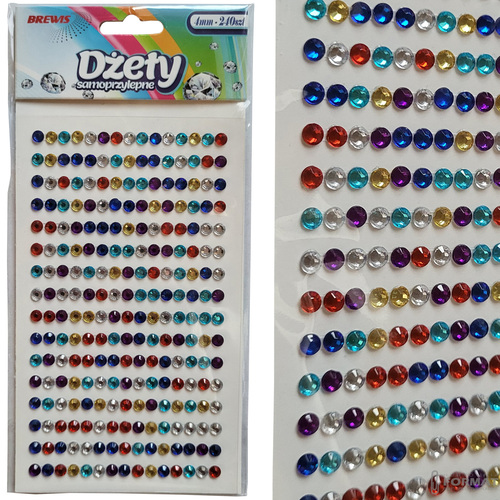 DŻETY SAMOPRZYLEPNE MIX KOLORÓW 4 mm 240 SZTUK BREWIS 1