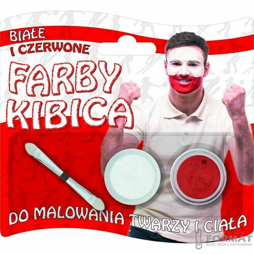 Farba do malowania twarzy Titanum dla kibica biała/czerwona 2 kolor. 1