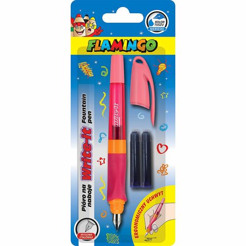 Pióro na naboje Write-it Flamingo różowe + 2 naboj 1