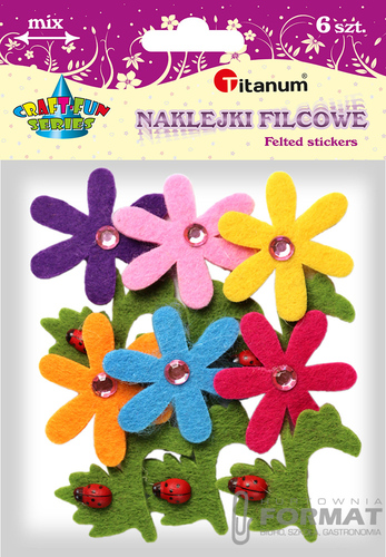 Naklejki filcowe 3D kwiatki z biedronkami mix 1