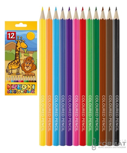 KREDKI OŁÓWKOWE 12 kolorów TITANUM 280479 1