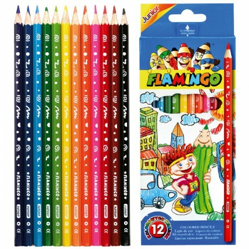 KREDKI 12K SZEŚCIOKĄTNE FLAMINGO 1