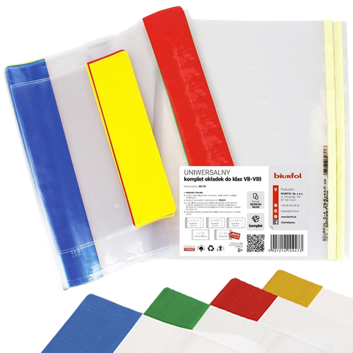 UNIWERSALNY KOMPLET OKŁADEK BIURFOL DO KLAS 7-8 FORMATY E6/S5/A4/S4/A5 1