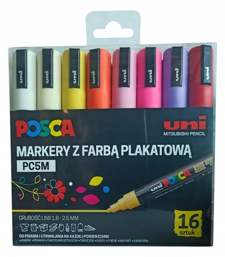 Marker Posca PC-5M z farbą plakatową zestaw 16 szt 1
