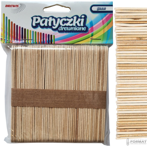 PATYCZKI DREWNIANE 11,4 cm KREATYWNE NATURALNE 50 SZTUK BREWIS 1