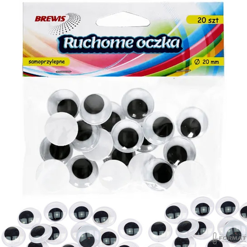 RUCHOME OCZKA SAMOPRZYLEPNE 20 mm 20 SZTUK BREWIS 1