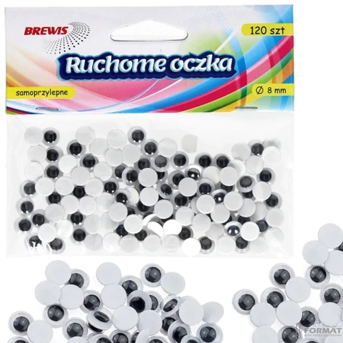 RUCHOME OCZKA SAMOPRZYLEPNE 8 mm 120 SZTUK BREWIS 1