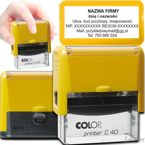 PIECZĄTKA COLOP C40 DO 8 LINII FIRMOWA IMIENNA BIUROWA PROJEKT + GUMKA 1