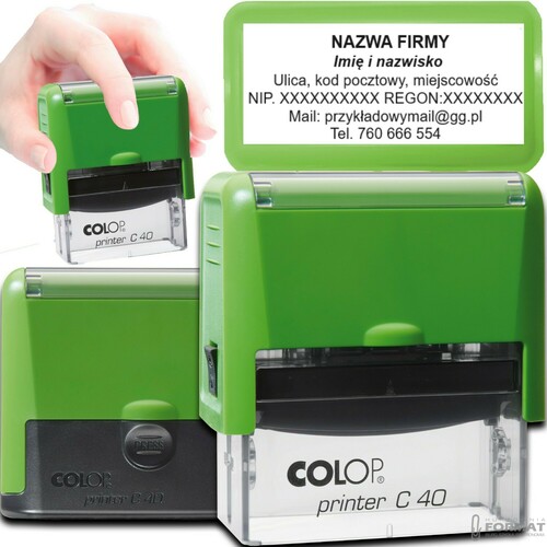 PIECZĄTKA COLOP C40 DO 8 LINII FIRMOWA IMIENNA BIUROWA PROJEKT + GUMKA 1