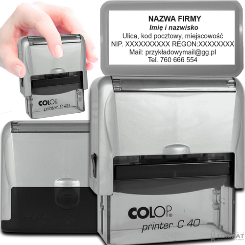 PIECZĄTKA COLOP C40 DO 8 LINII FIRMOWA IMIENNA BIUROWA PROJEKT + GUMKA 1