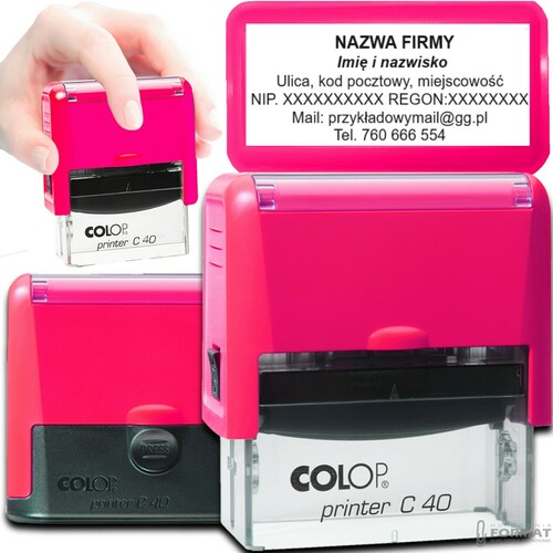 PIECZĄTKA COLOP C40 DO 8 LINII FIRMOWA IMIENNA BIUROWA PROJEKT + GUMKA 1