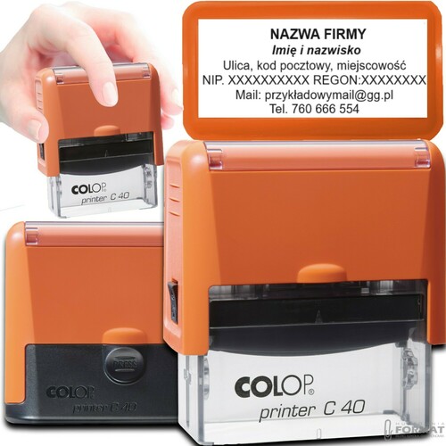 PIECZĄTKA COLOP C40 DO 8 LINII FIRMOWA IMIENNA BIUROWA PROJEKT + GUMKA 1