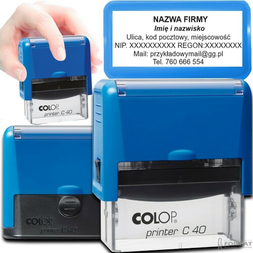 PIECZĄTKA COLOP C40 DO 8 LINII FIRMOWA IMIENNA BIUROWA PROJEKT + GUMKA 1