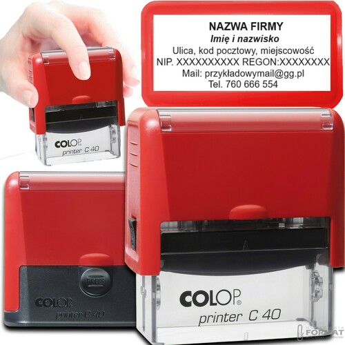 PIECZĄTKA COLOP C40 DO 8 LINII FIRMOWA IMIENNA BIUROWA PROJEKT + GUMKA 1