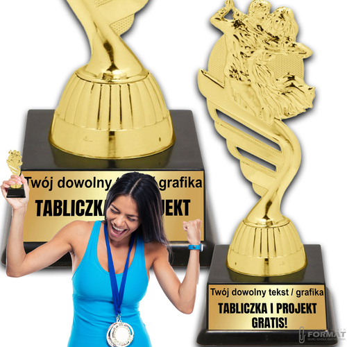 Puchar złoty trofeum nagroda statuetka taniec figurka 3d + GRAWER 19 cm 1