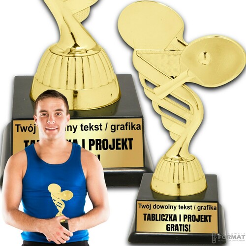 Puchar złoty trofeum nagroda statuetka tenis stołowy 3d + GRAWER 19 cm 1