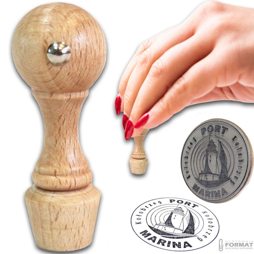STEMPEL RĘCZNY PIECZĄTKA Z LOGIEM R40mm DECOUPAGE PROJEKT+GUMKA 1