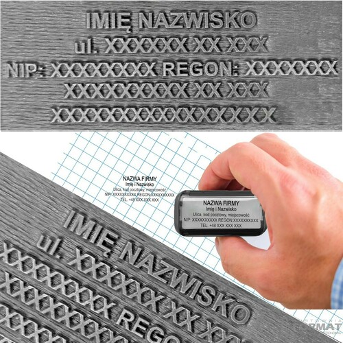 GUMKA DO PIECZĄTKI PIECZĄTEK DO 6 LINII Z TEKSTEM DO AUTOMATU 48x19mm 1