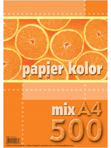 Papier ksero Kreska A4 80g mix 5 kolorów 500kartek 1