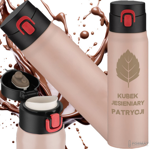 KUBEK TERMICZNY TERMOS NA KAWĘ HERBATĘ DO SAMOCHODU 420ml RÓŻOWY +GRAWER 1