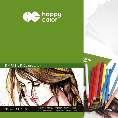 BLOK DO RYSUNKU HAPPY COLOR ART BIAŁY A4 300g 15 KARTEK 1