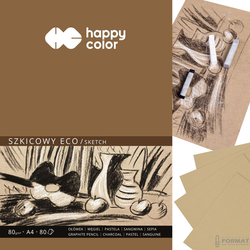 BLOK SZKICOWY HAPPY COLOR ECO ART OCHRA A4 80g 80 KARTEK 1