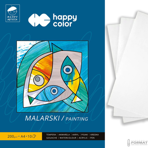 BLOK MALARSKI HAPPY COLOR MŁODY ARTYSTA BIAŁY A4 200g 10 KARTEK 1