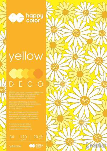 BLOK DECO ŻÓŁTY A4 20K. 170G 5 KOLORÓW MIX 1
