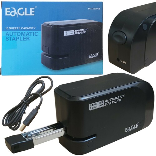 CZARNY ELEKTRYCZNY ZSZYWACZ USB EAGLE EG-1610 DO 15 KARTEK 1