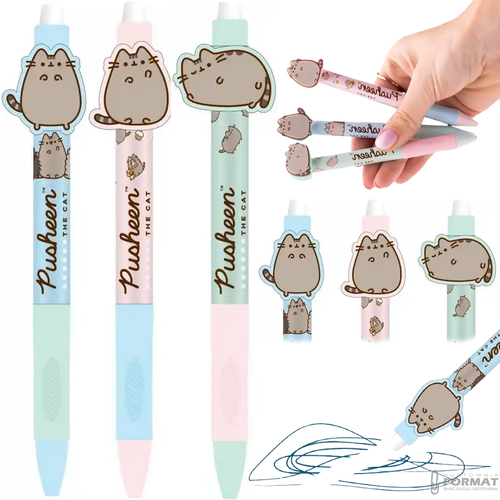 DŁUGOPIS PUSHEEN WYMAZYWALNY ŻELOWY 0,5 mm BAMBINO KOT 3 SZT 1