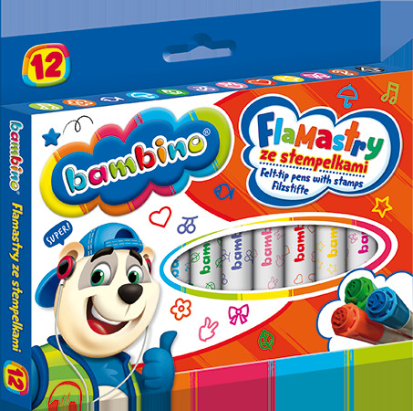 Bambino Flamastry ze stempelkami 12 kolorów 1