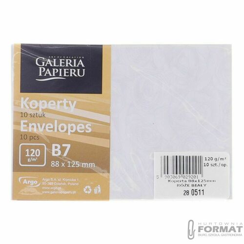 Koperta Galeria Papieru róże B7 biały [mm:] 88x125 (280511) 10 sztuk 1