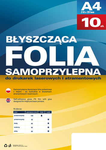 FOLIA SAMOP. DO DRUKARKI LASEROWEJ ARGO PRZEZROCZY 1