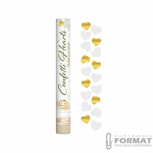 Konfetti Godan Złote i białe serduszka 40cm (KP-ZB40) 1