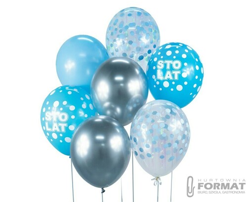 Bukiet balonowy URODZINOWY srebrno-niebieski, 7 sz 1
