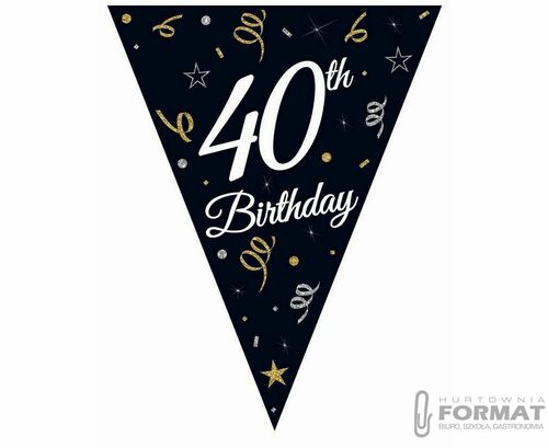 Girlanda papierowa Beauty&Charm z flagami "40", 28 1