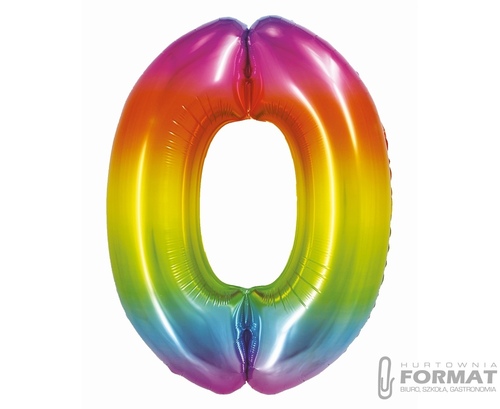 Balon foliowy Smart, Cyfra 0, tęczowa, 76 cm 1